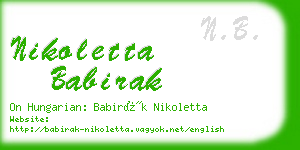 nikoletta babirak business card